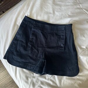 Club Monaco Navy High-Waist Button-Front Sailor Shorts